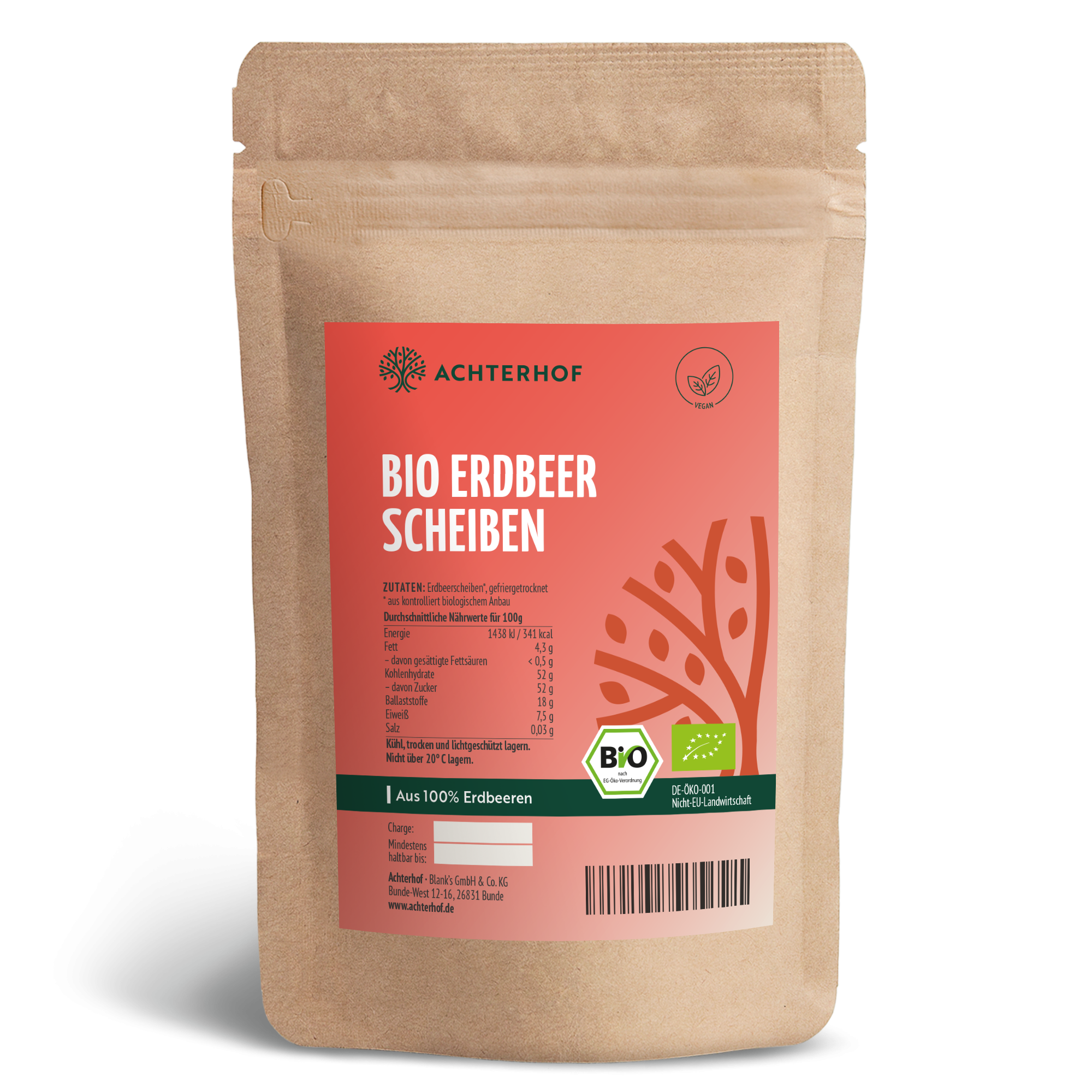 Bio Erdbeerscheiben gefriergetrocknet (100g)