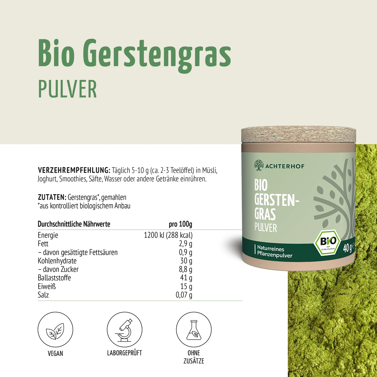Bio Gerstengras Pulver (40g)