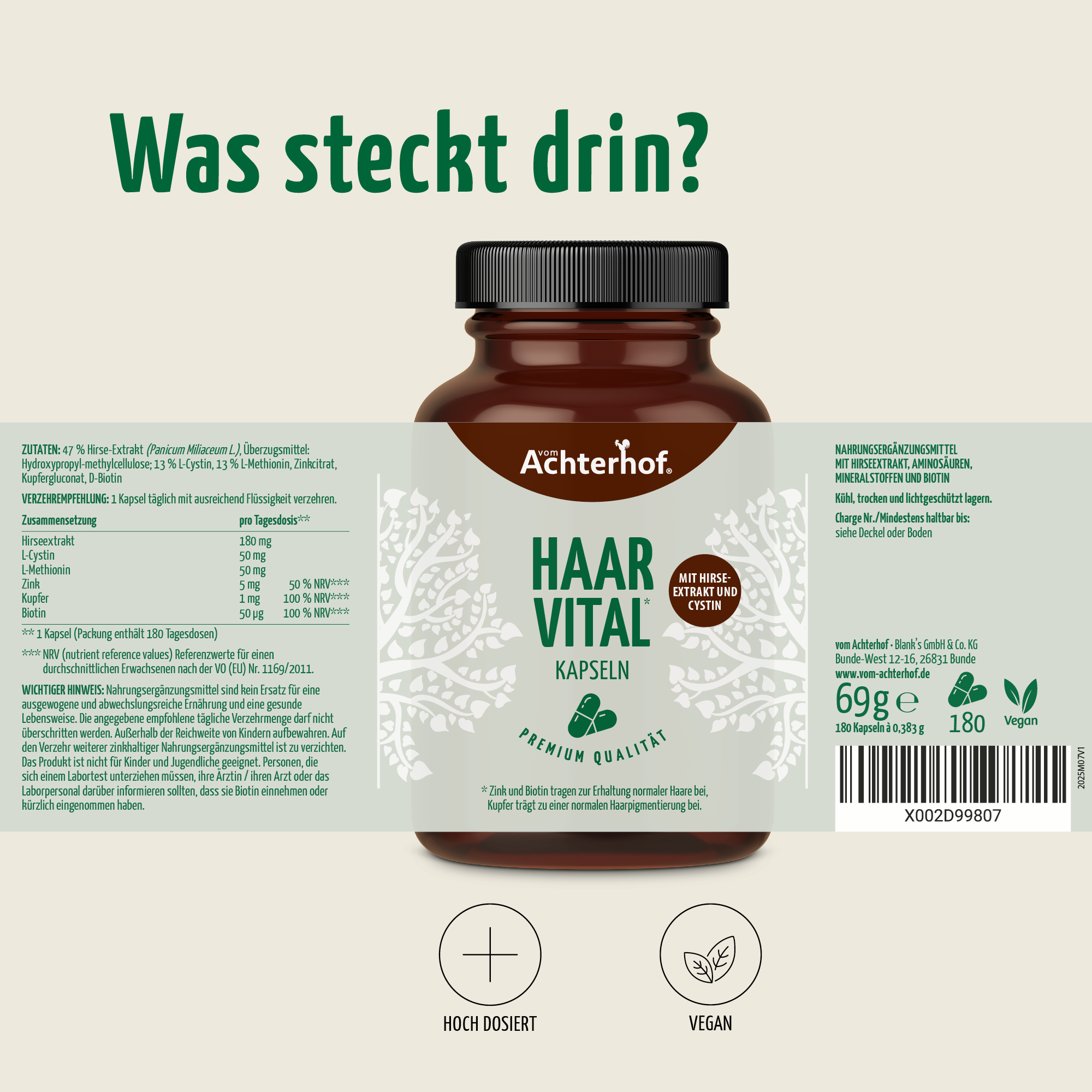 Haar Vital Kapseln (180 Kapseln)
