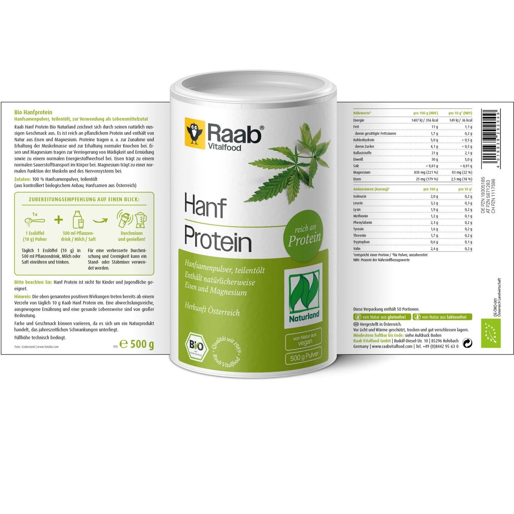 Bio Hanfprotein Pulver (500g)