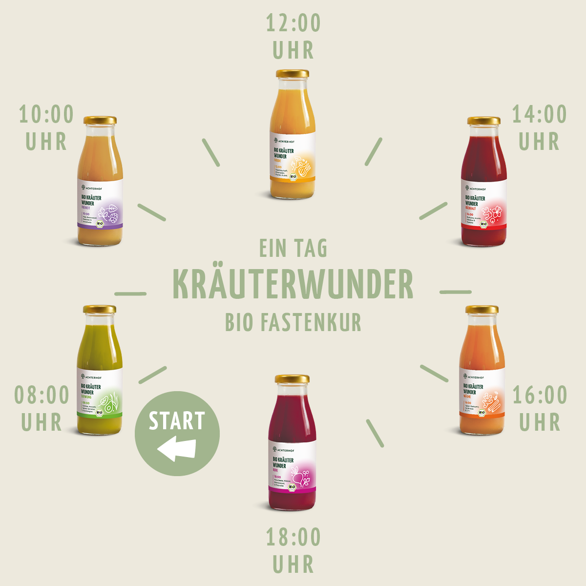 Kräuterwunder Bio Fastenkur 3 Tage (18 Flaschen)