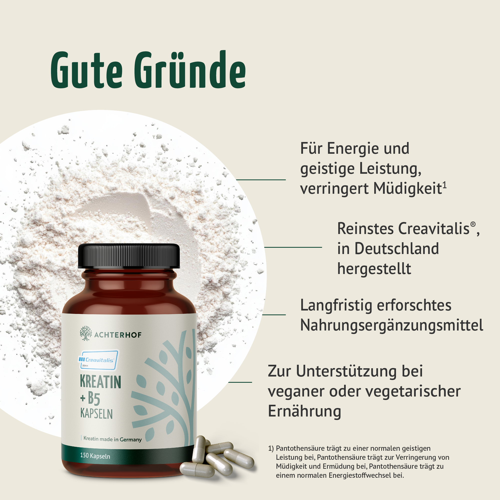 Creavitalis® Kreatin+B5 Kapseln (150 Kapseln)