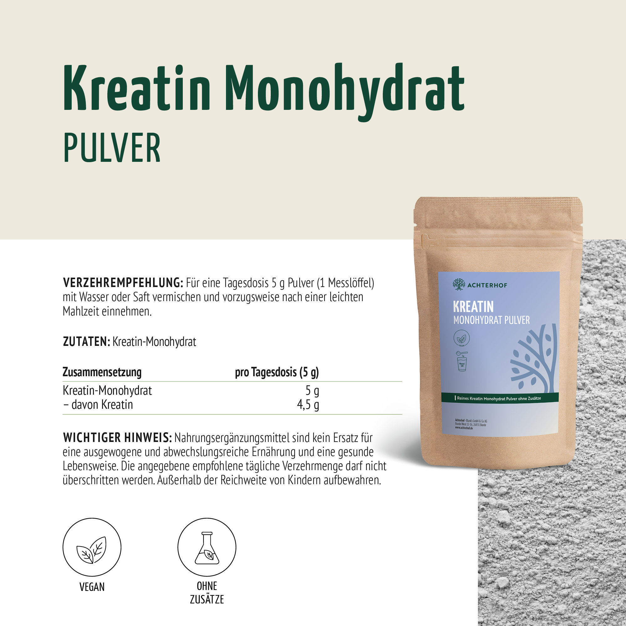 Kreatin Monohydrat Pulver (100g)