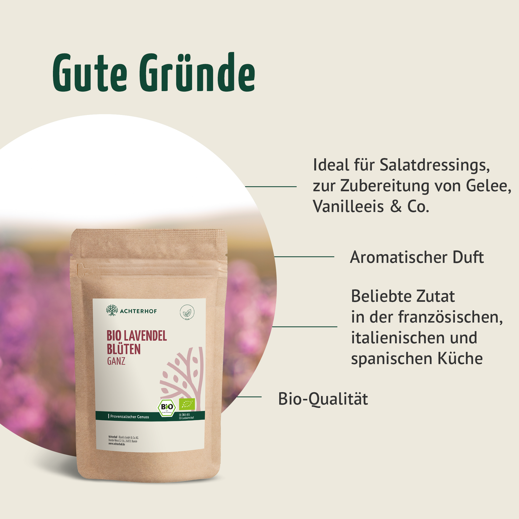 Lavendelblüten ganz Bio (500g)
