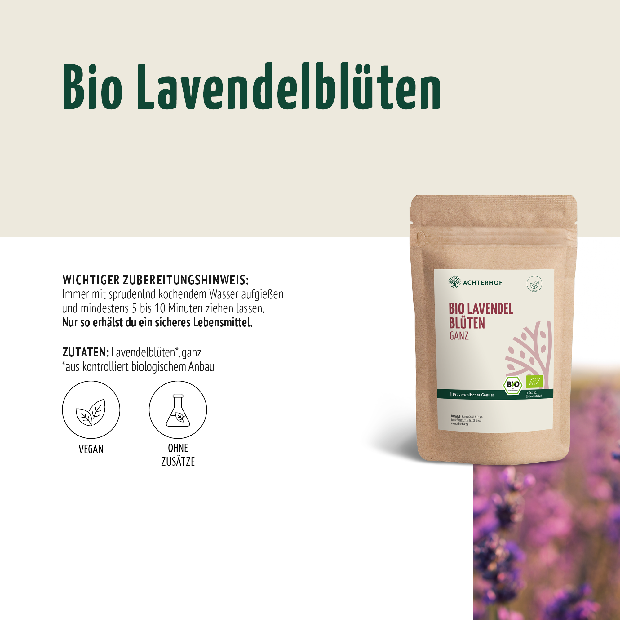 Lavendelblüten ganz Bio (500g)