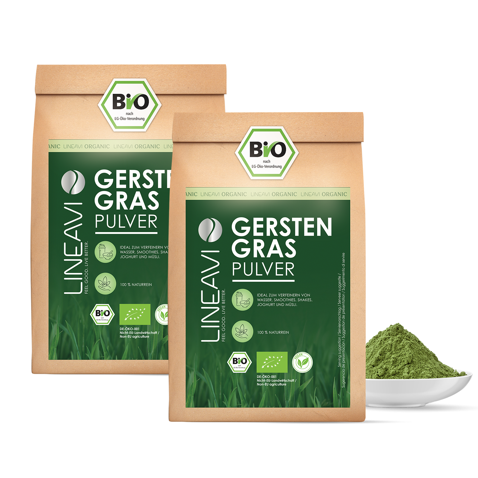 Doppelpack: Gerstengraspulver bio (2x1000g)