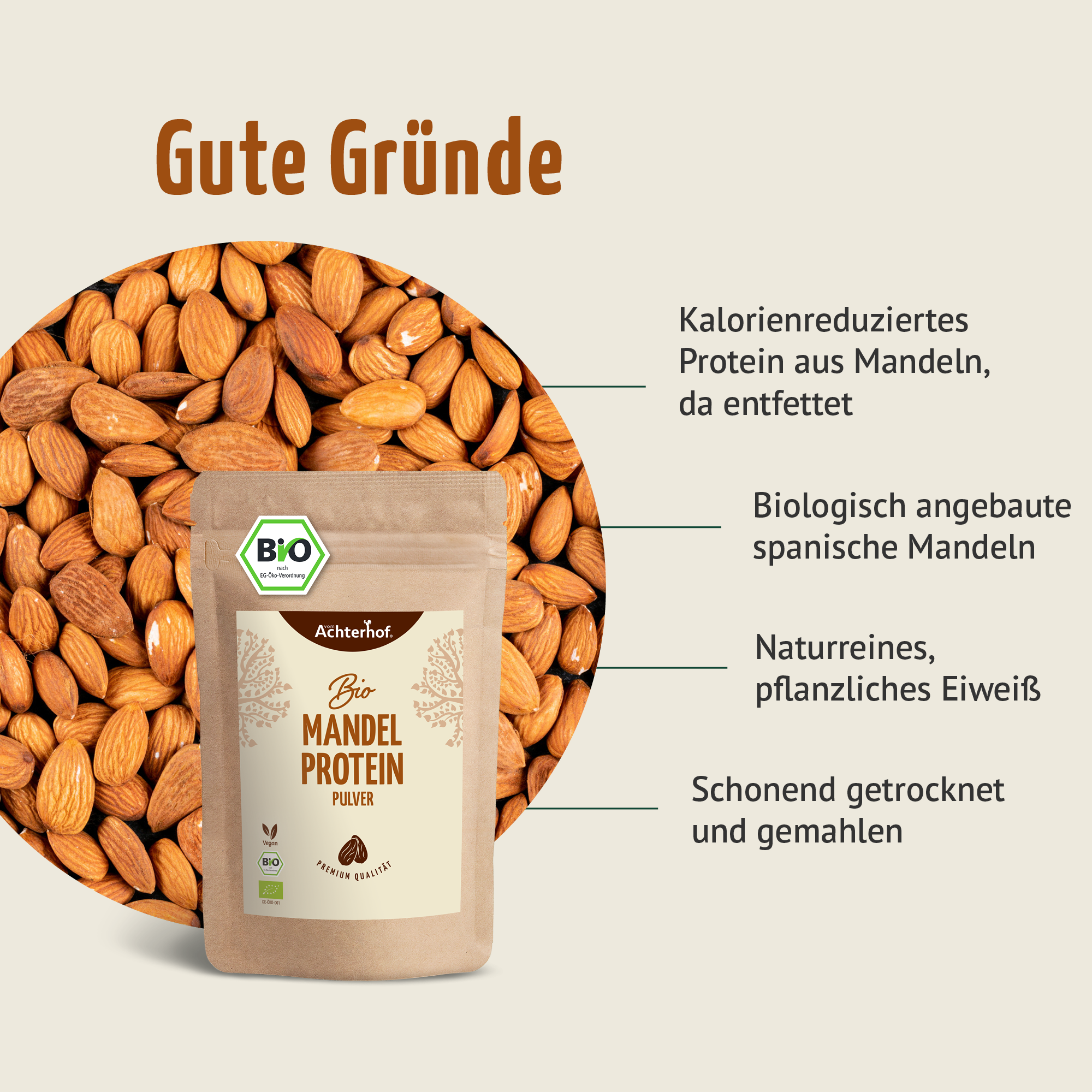 Bio Mandelprotein Pulver (500g)