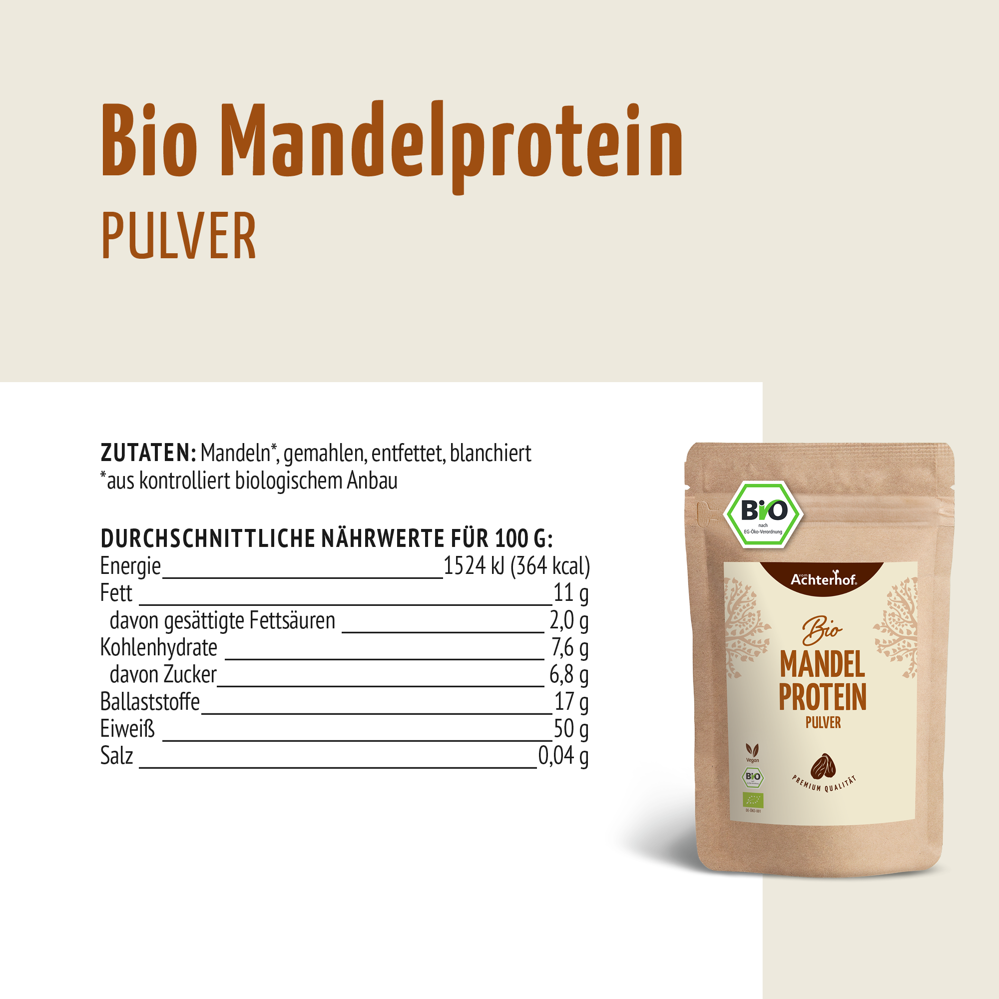 Bio Mandelprotein Pulver (1000g)