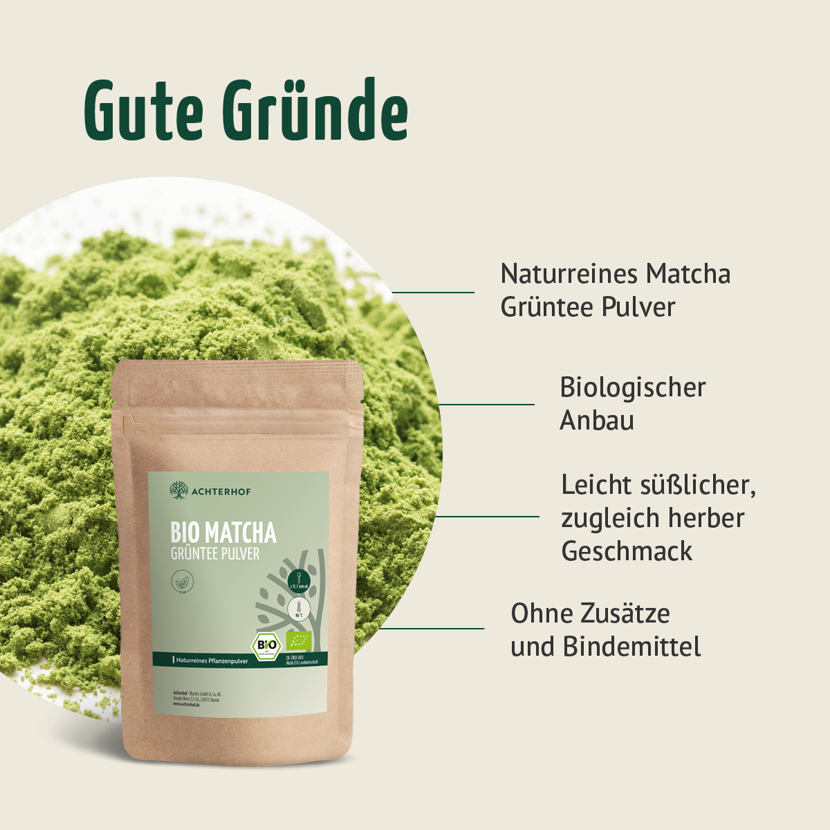 Bio Matcha Grüntee Pulver (250g)