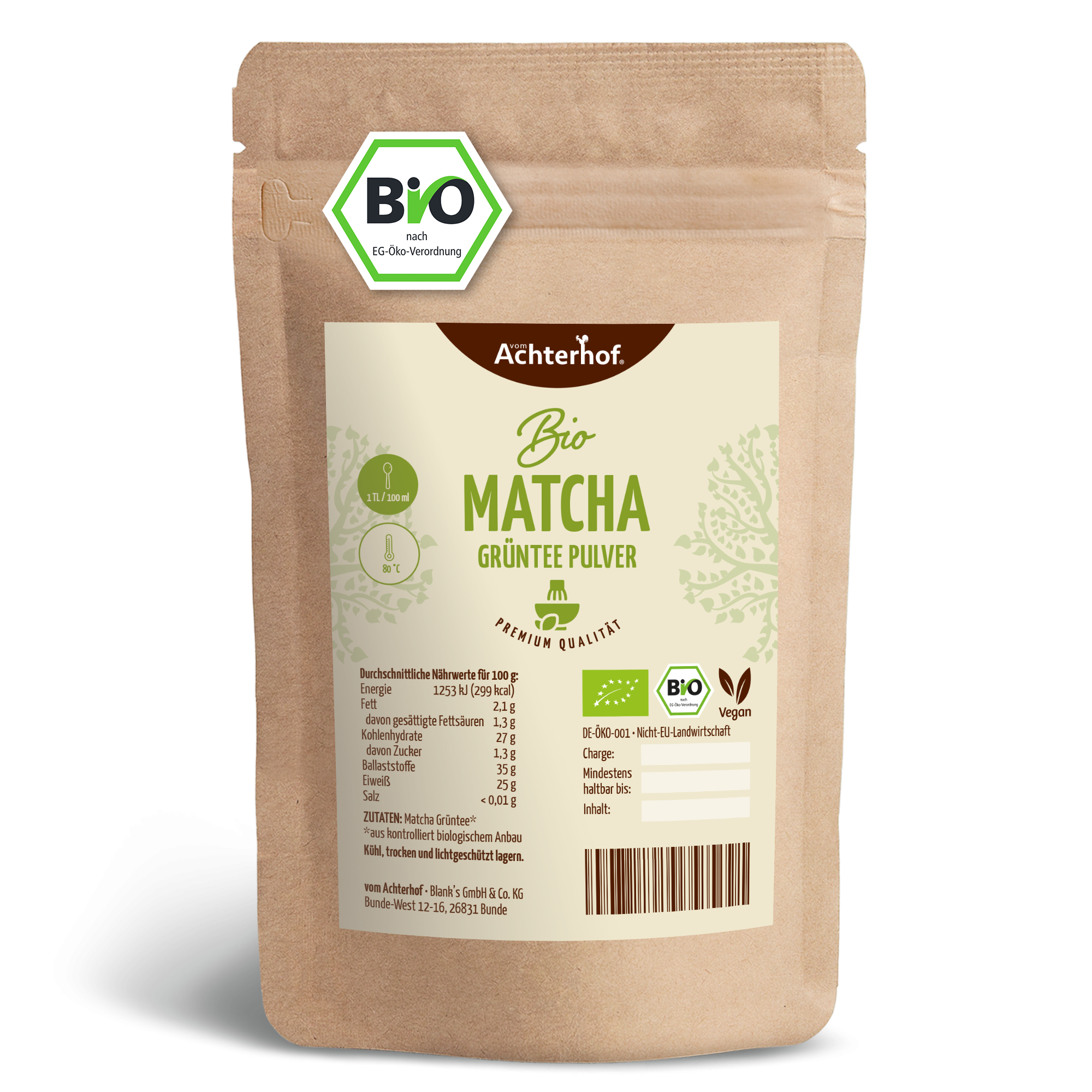 Bio Matcha Grüntee Pulver (100g)