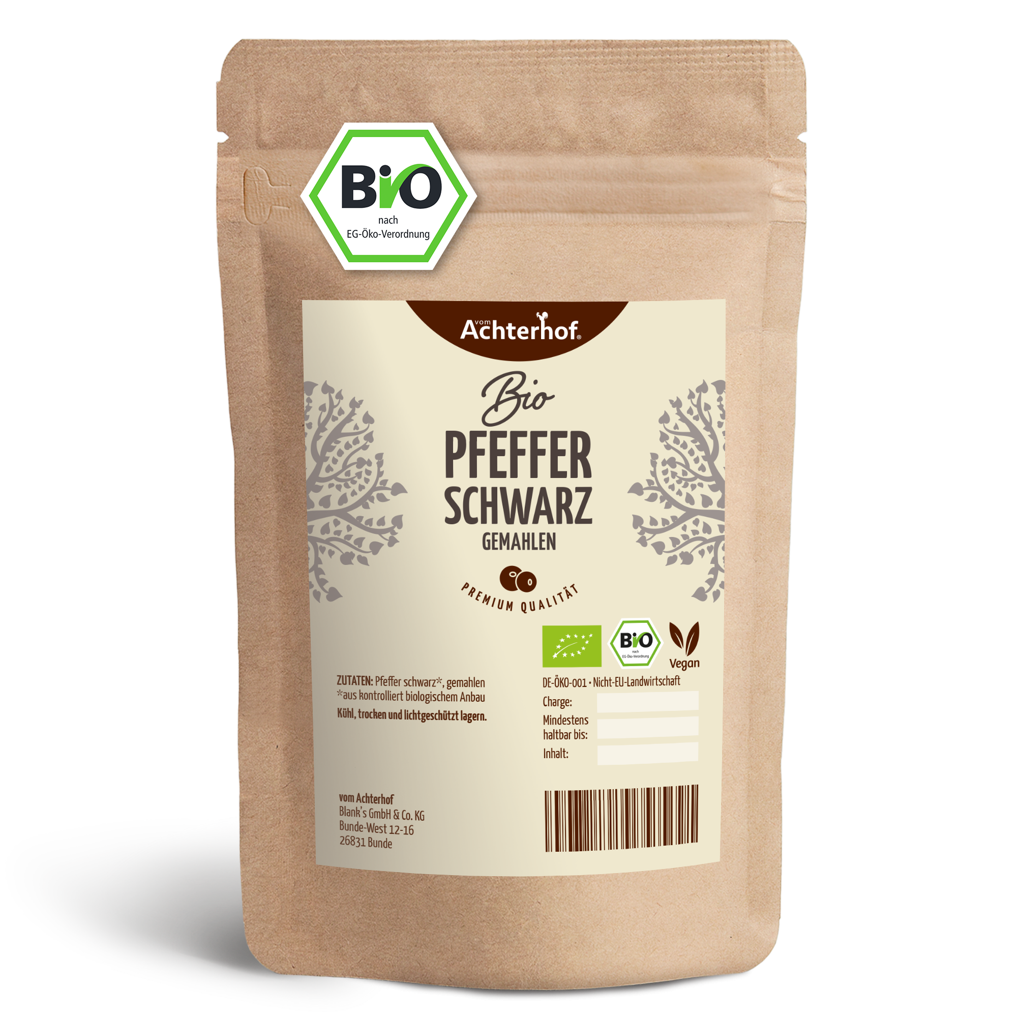 Pfeffer schwarz gemahlen Bio (100g)
