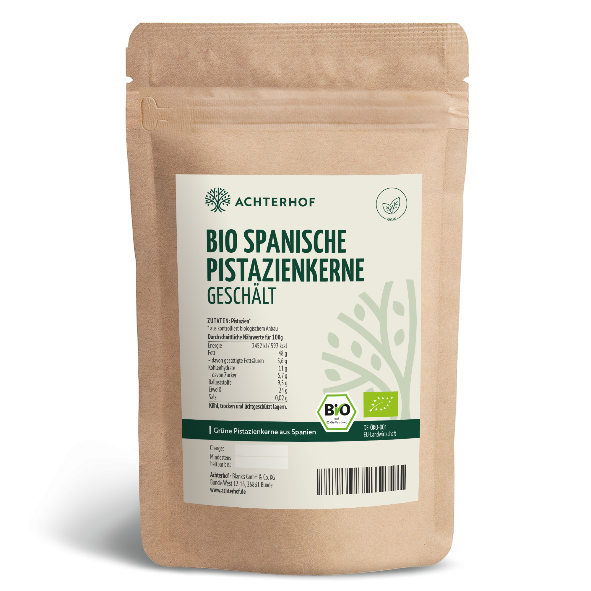 Bio spanische Pistazienkerne geschält (250g)
