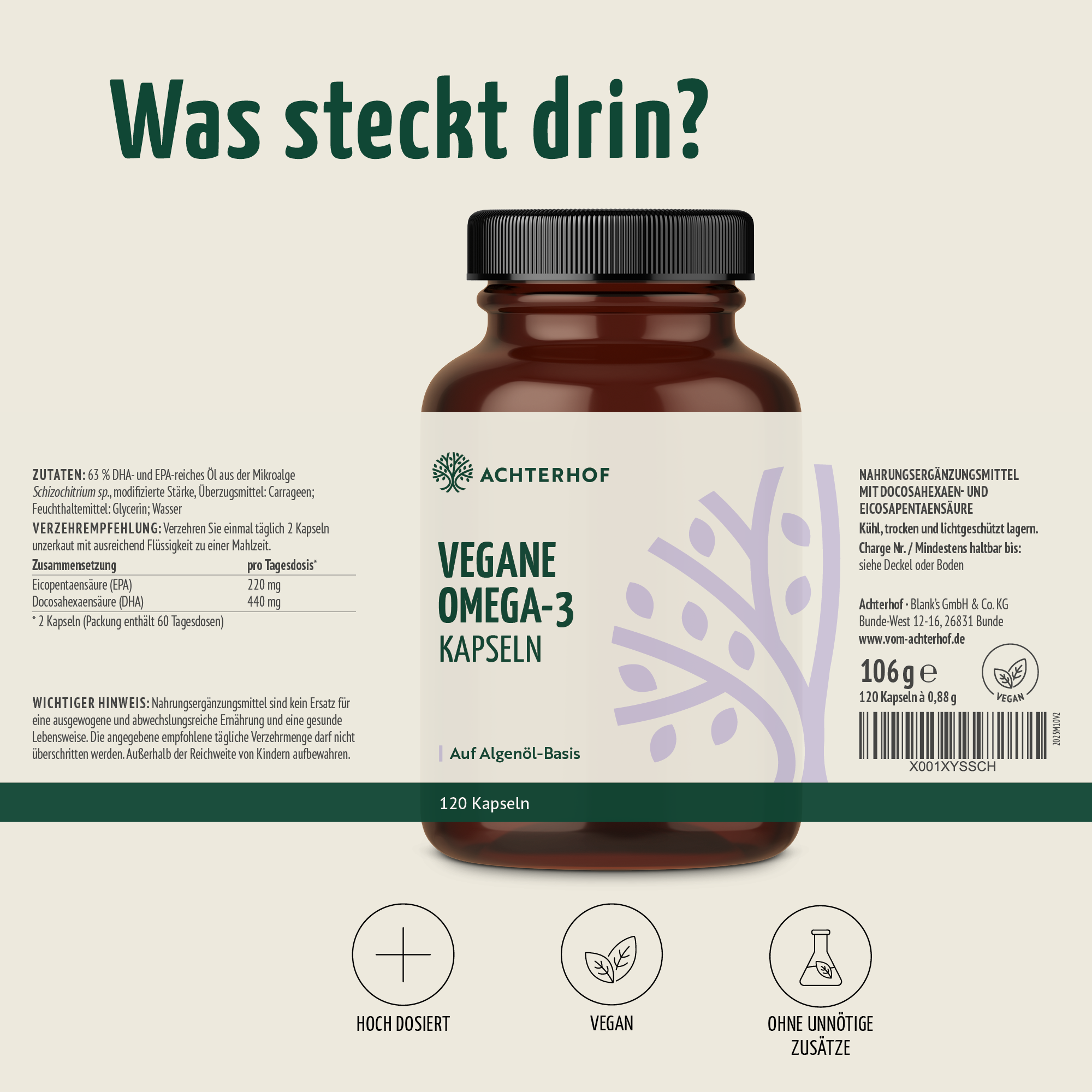 Vegane Omega-3 Kapseln (120 Kapseln)